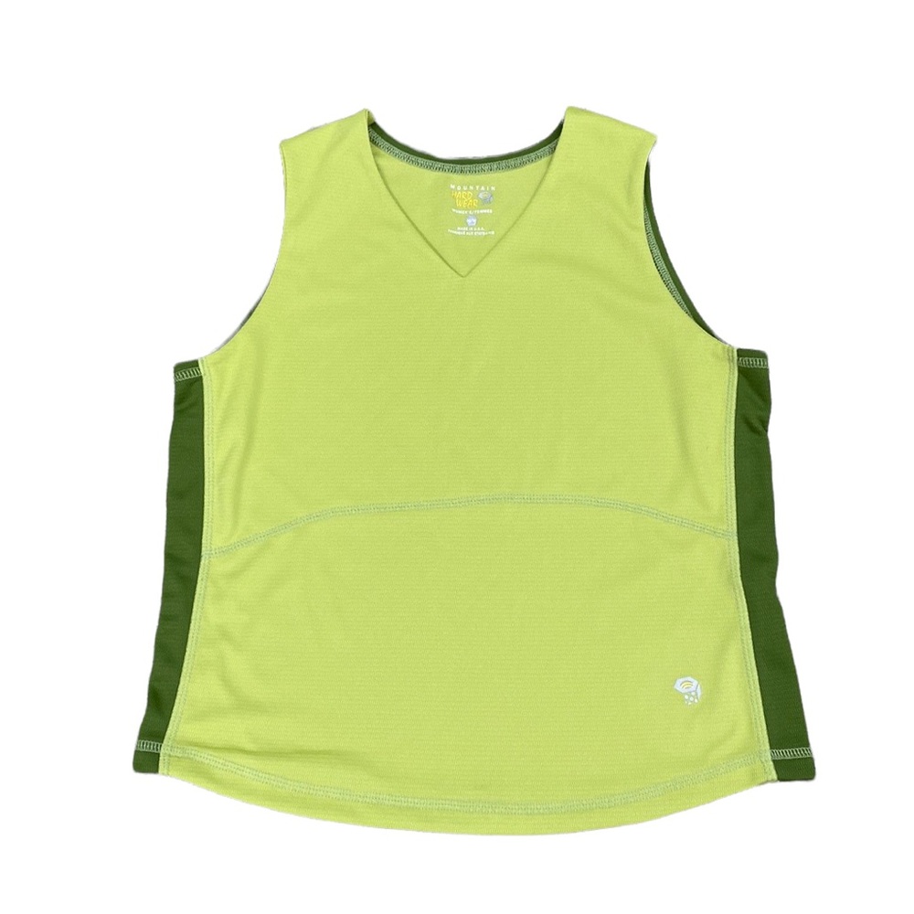 Mountain Hardwear V Neck Muscle Tee Shirt Sleeveless, Two Tone Green